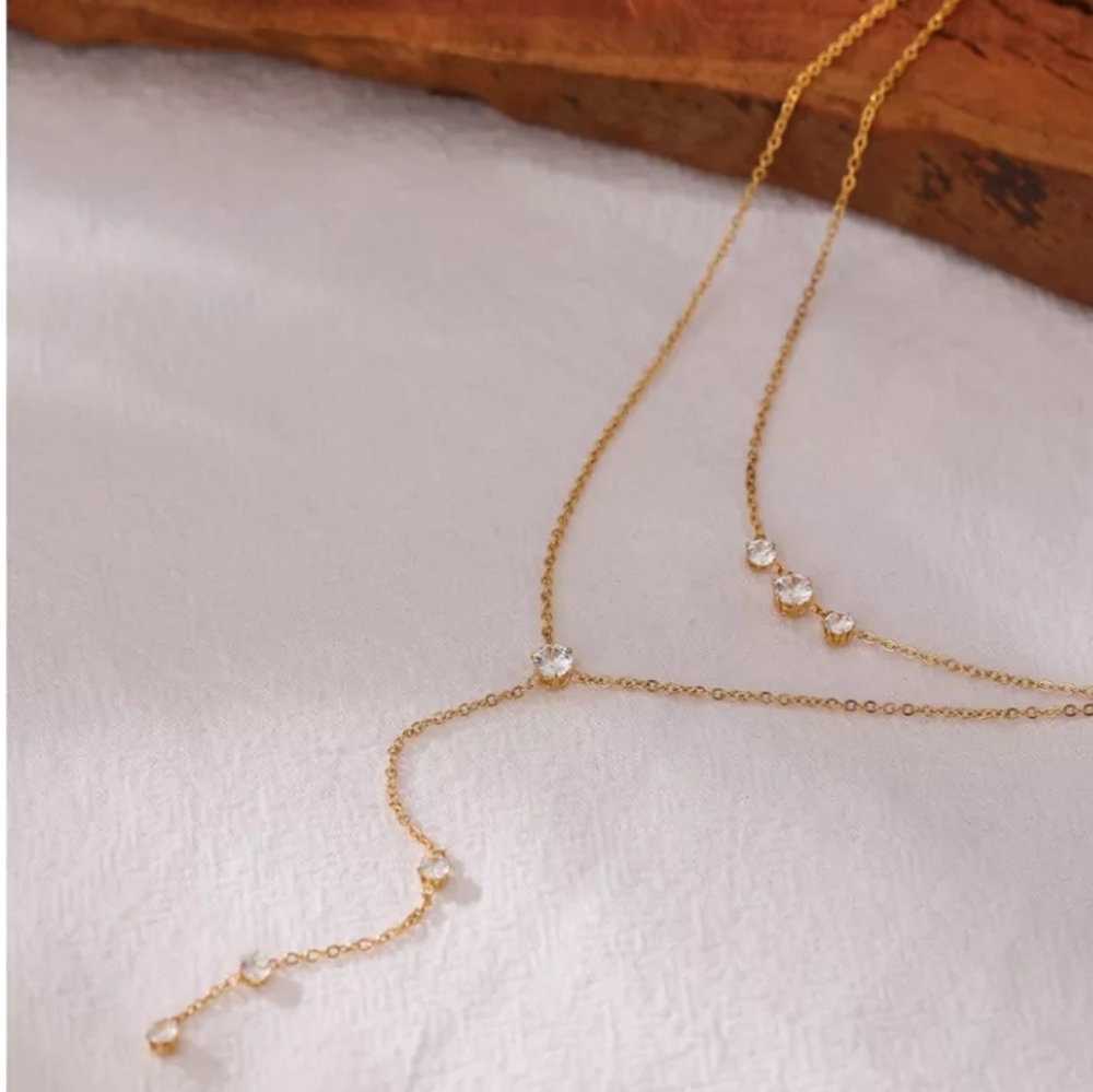 Exquisite Bling CZ Layered Long Necklace